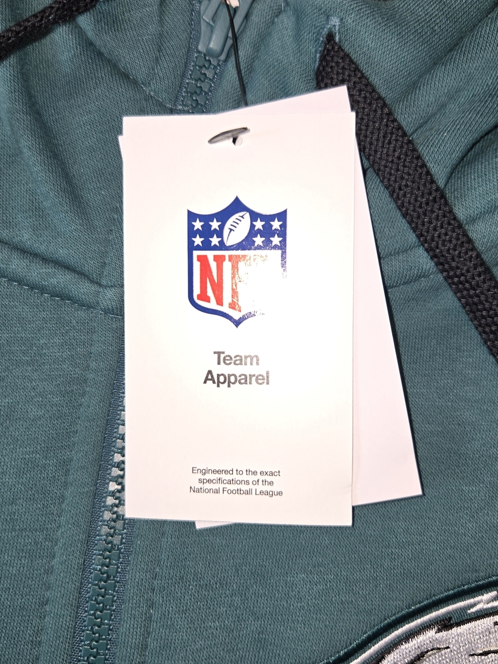 NWT NFL Nike Black and Green Eagles Zip Hooded Sweatshirt Mens Size L - Picture 7 of 10